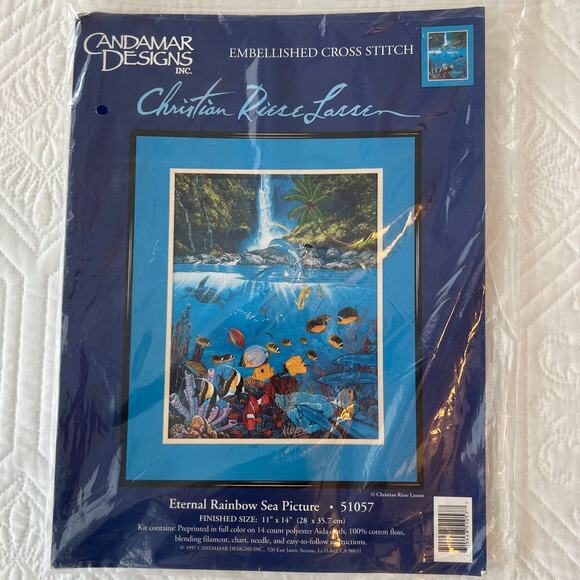 Candamar Embellished Cross Stitch Christian Riese Lassen Eternal Rainbow Sea Kit - Picture 1 of 2